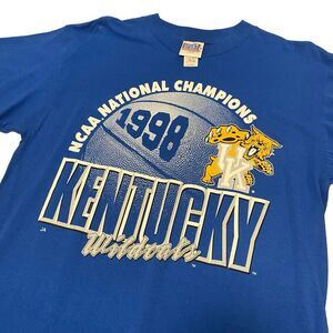 Vintage UK National Champions Tee Shirt Top NCAA Kentucky Wildcats Basketball L